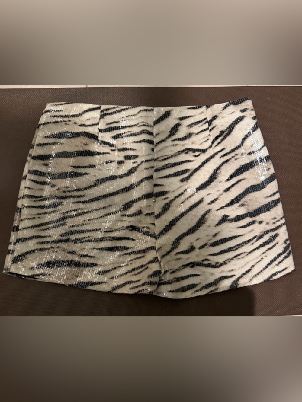NEW Chic Black Sequin Zebra Print Shorts XL